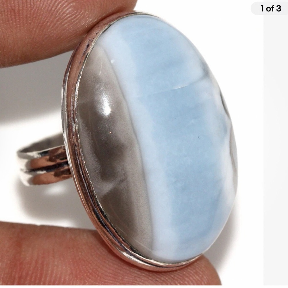 925 Silver Plated Owhyee Blue Opal E•
Ethnic Ring Handmade Jewelry Size US 10